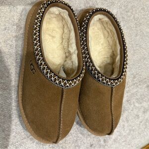 UGG Tan Suede Slippers with Plush Lining